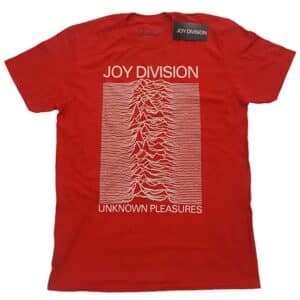 Joy Division Unisex T-Shirt: Unknown Pleasures White On Red (Red)